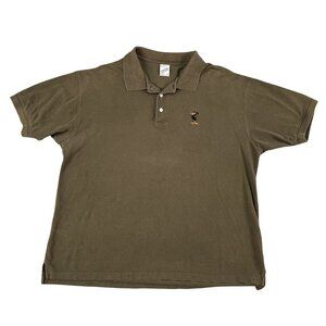 VTG 90s Warner Bros Studios Store Daffy Duck Olive Green Polo Shirt Sz XL